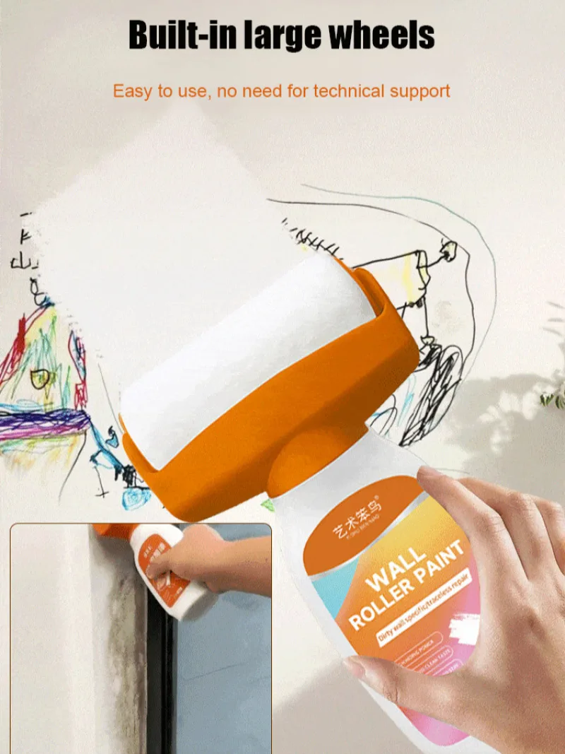 White Waterborne Roller Paint Water-Based Wall Repair Paint Self-Brushing Interior Wall Patch Latex Paint for Home Renovation - Image 2
