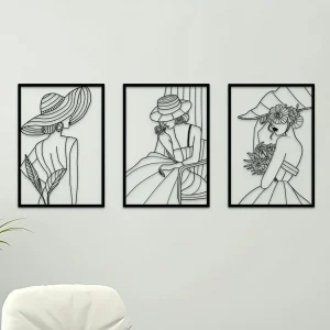 3 Pcs Fashion Lady Metal Wall Decor Vintage Ladies Wall Art Modern Female Pictures For Home Decoration For Hanging Above The Bed