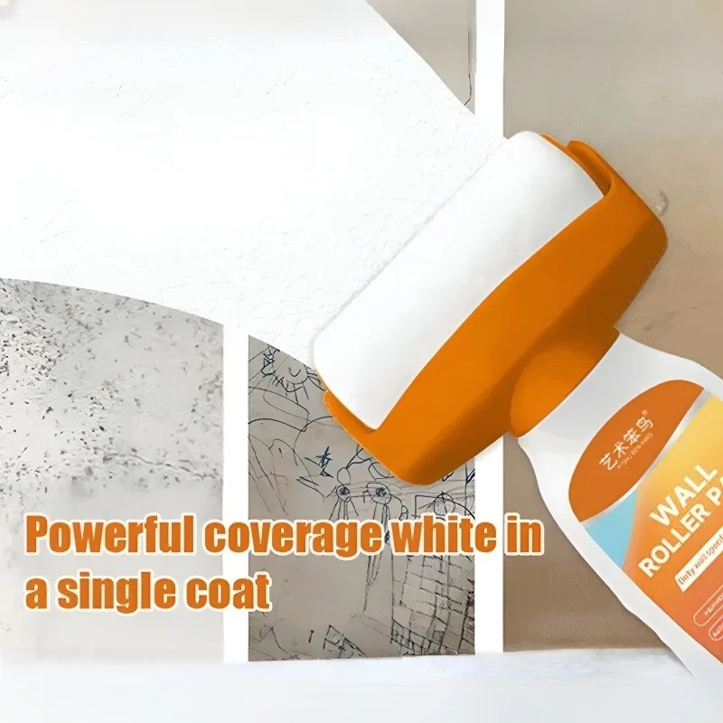 White Waterborne Roller Paint Water-Based Wall Repair Paint Self-Brushing Interior Wall Patch Latex Paint for Home Renovation